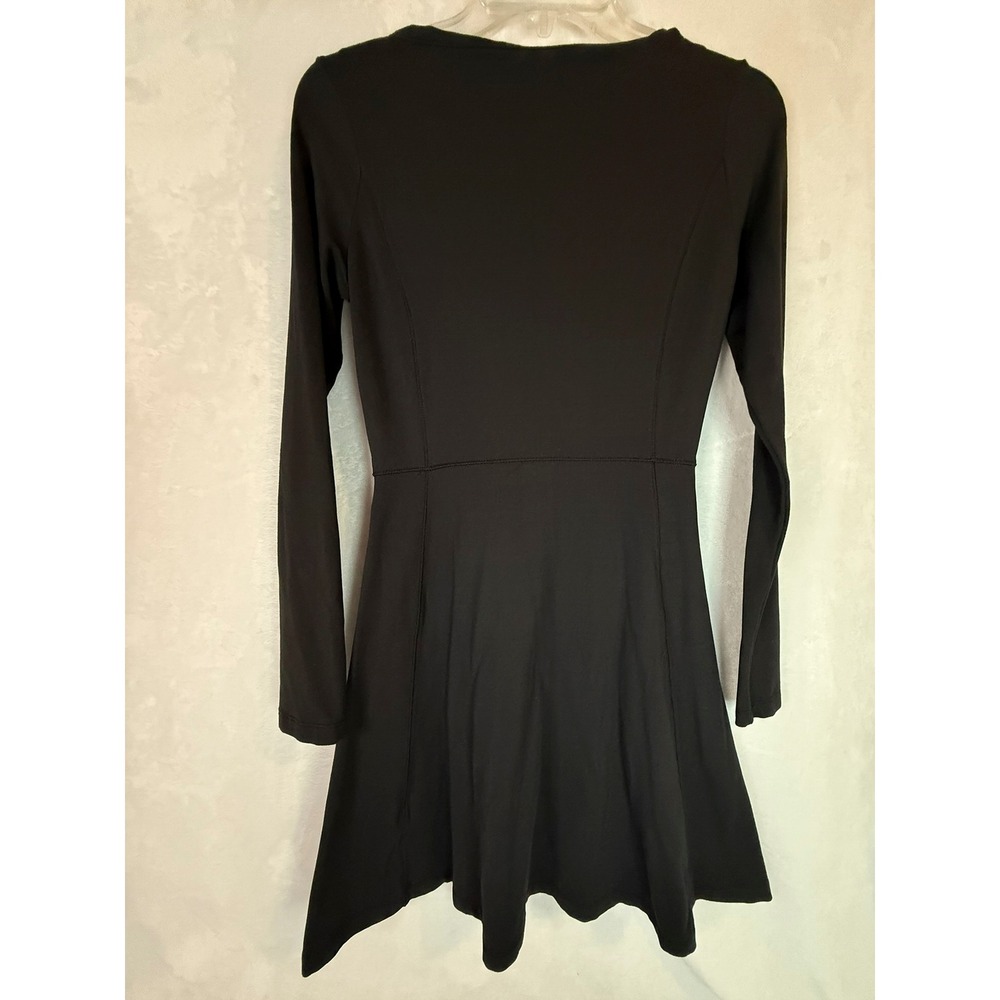 Athleta XXS Black Long Sleeve Fit & Flare Dress Stretch Travel Casual - Picture 5 of 11